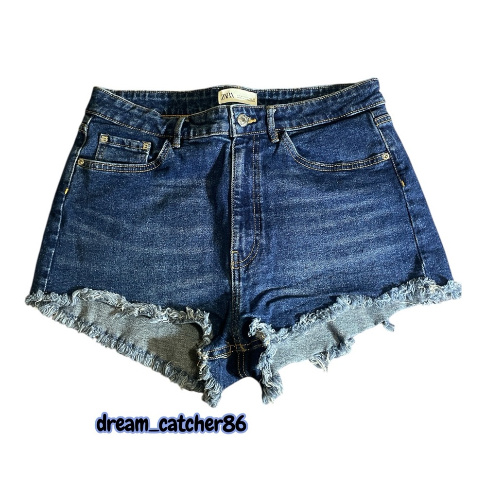 Zara Join Life High Rise Fringe Hem Jean Shorts US 10